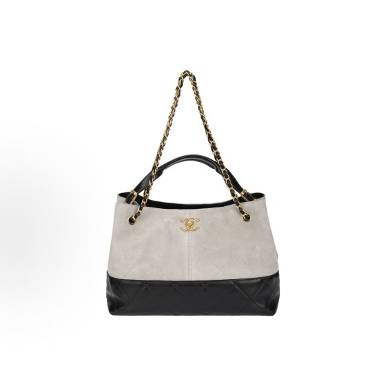 CHANEL⾹奈⼉ 25A  单肩⼿提包 ⼩号 灰黑色